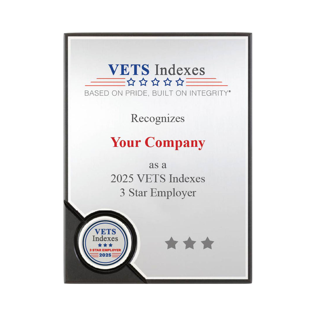 3 Star Employer Plaque VETS Indexes