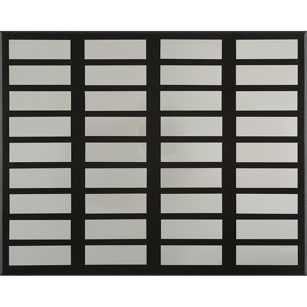 Sustainably made 36-plate black and silver perpetual plaque; ideal for large teams or fundraising recognition; made in America