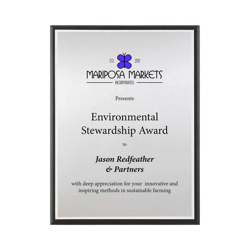 Renewal 23 Recycled Plaque Silver/Silver l recycled corporate plaque