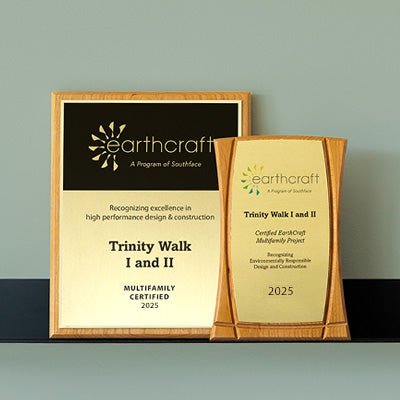 FSC-certified cherry wood plaques and awards with custom engraving