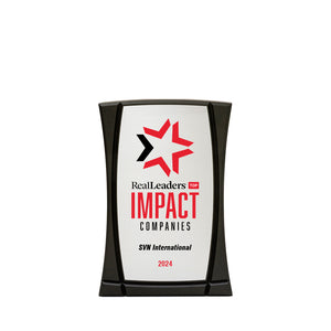 Real Leaders 2023 Impact Award with Company Logo