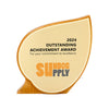 Leaf-inspired eco award in FSC-certified wood, made in USA, perfect for honoring corporate environmental achievement
