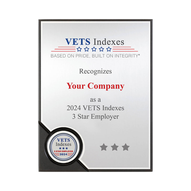 VETS Indexes 2024 Employer Plaque ***3 STAR***