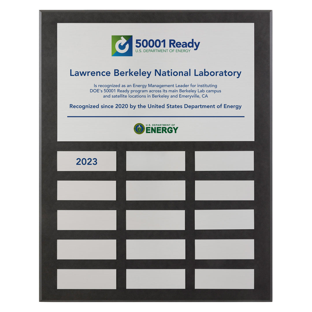 Recycled perpetual plaque for 50001 Ready program, black with silver year plates