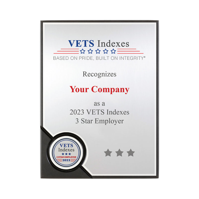 VETS Indexes Employer Plaque ***3 STAR***
