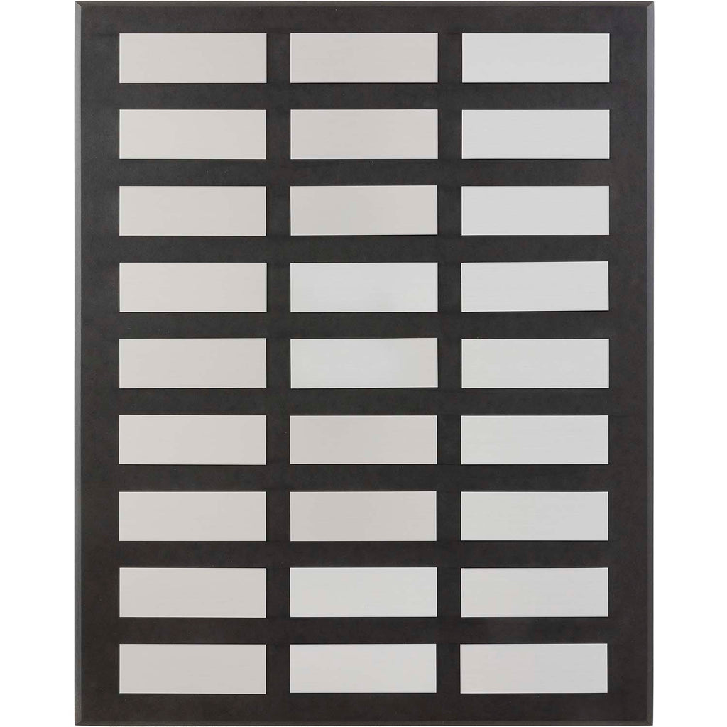 Modern perpetual plaque with 27 silver plates on black recycled substrate; made in USA and great for environmental awards