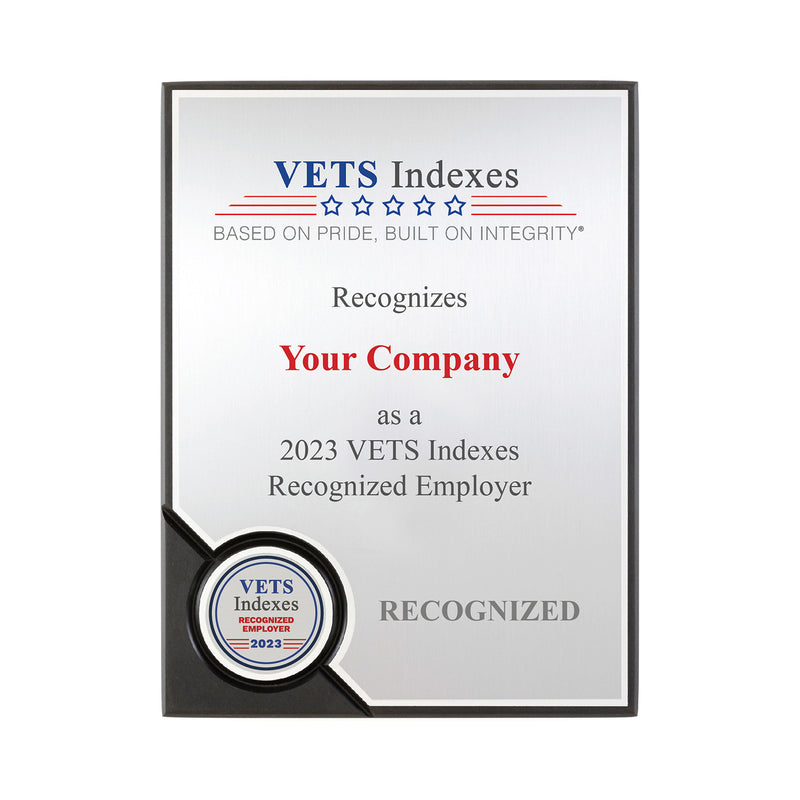 VETS Indexes Recognized Employer Plaque