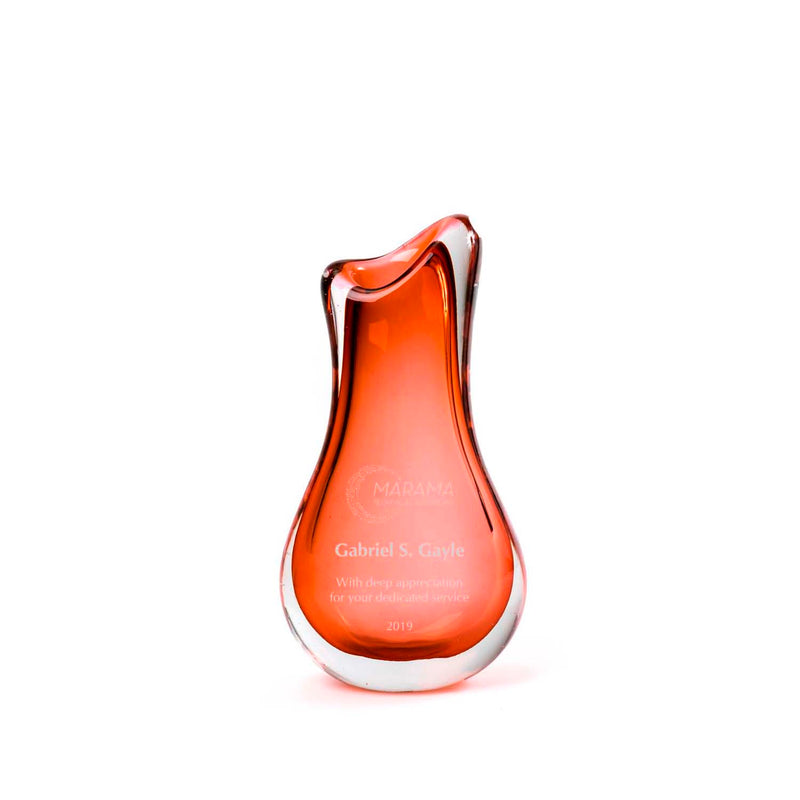 Bloom Vase Red - Artisan Glass trophy l unique award vase