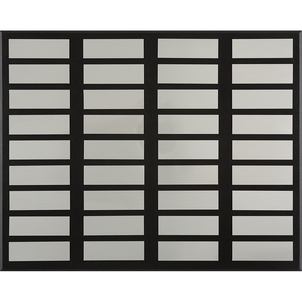 Sustainably made 36-plate black and silver perpetual plaque; ideal for large teams or fundraising recognition; made in America