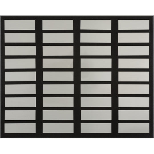 Sustainably made 36-plate black and silver perpetual plaque; ideal for large teams or fundraising recognition; made in America