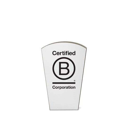 Silver and black 8-inch recycled award featuring the Certified B Corporation logo, available exclusively to B Corps.